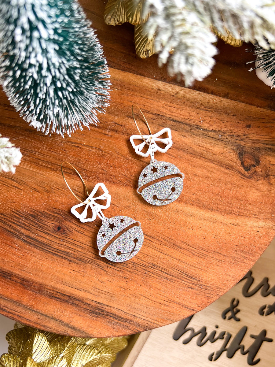 'Carol of the bells' Dangles - Silver/White